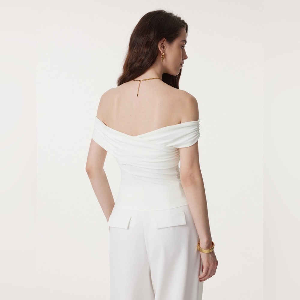 OGL Criss Cross Off Shoulder New Airy Brami Top PURE WHITE XS - Picture 2 of 8